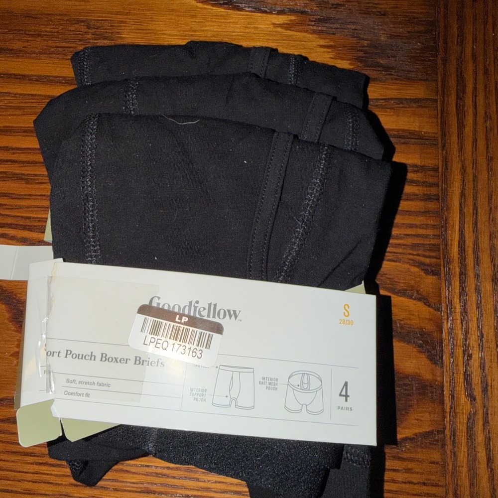 Goodfellow & Co Mens Support Pouch Boxer Briefs Black 4 Pack Small 28-30 S